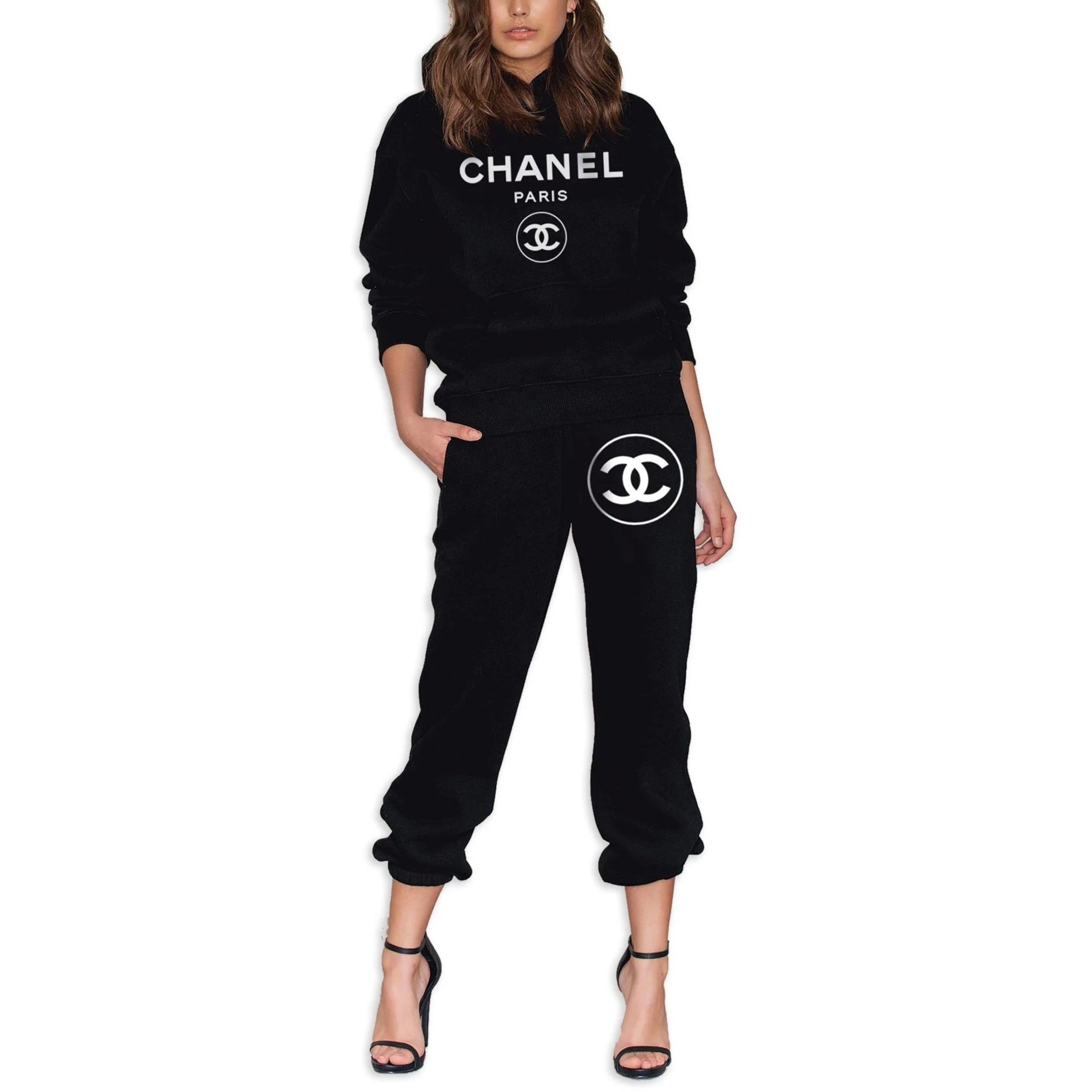 Coco Chanel Paris Hoodie Jacket Top Women's Men's Sweatpant Set