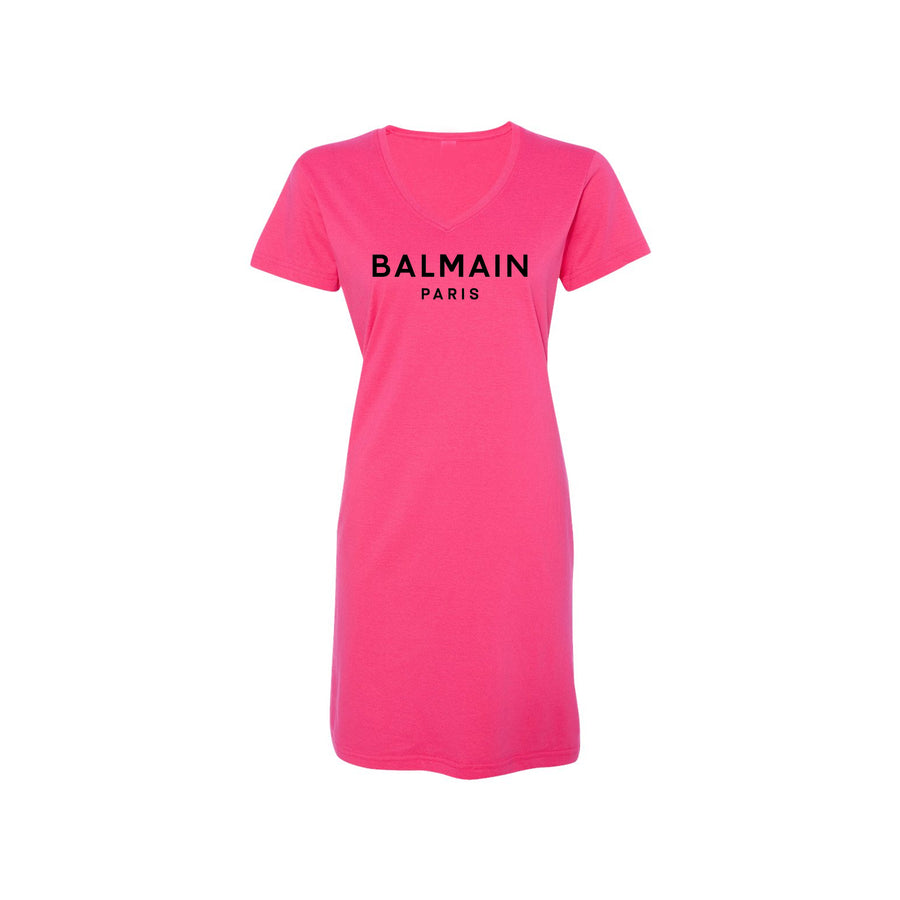 Balmain V-Neck Shirt Dress (Various Colors)