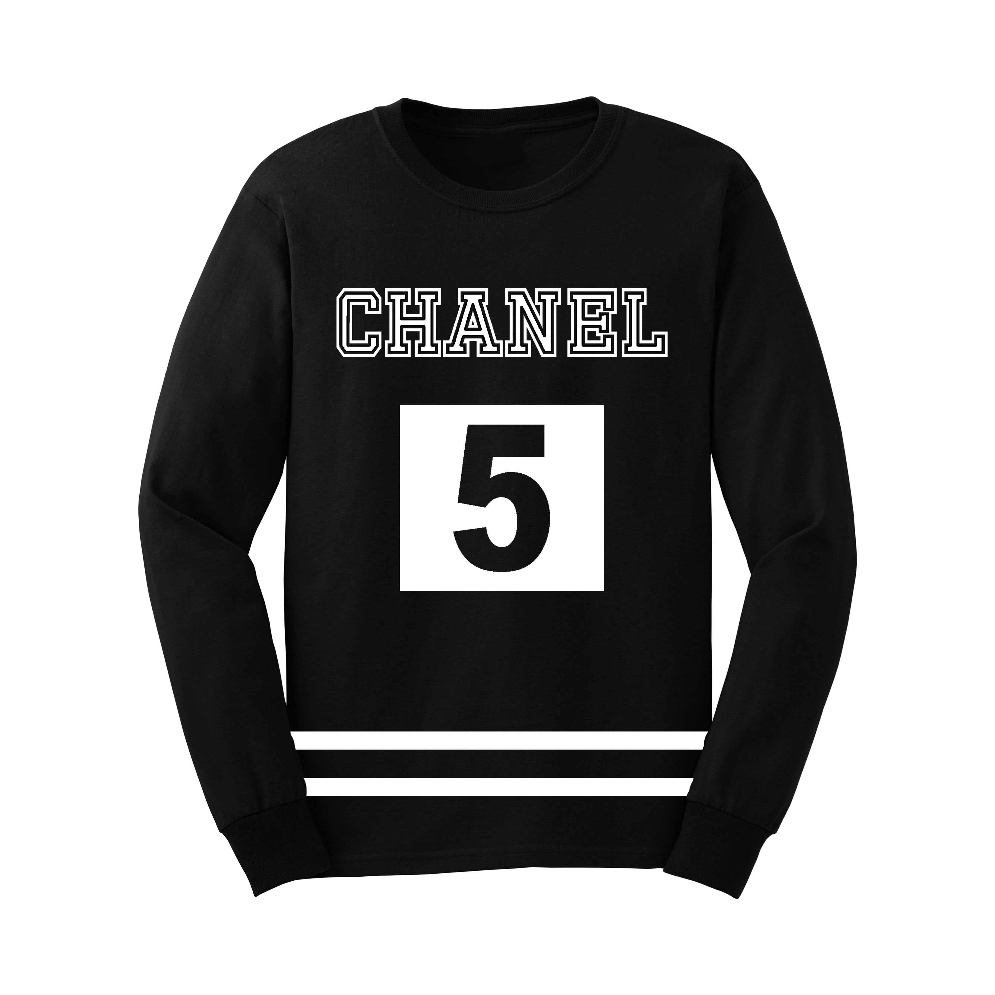 Team Coco Chanel 5 Long Sleeve Caviar Long Sleeve Black White
