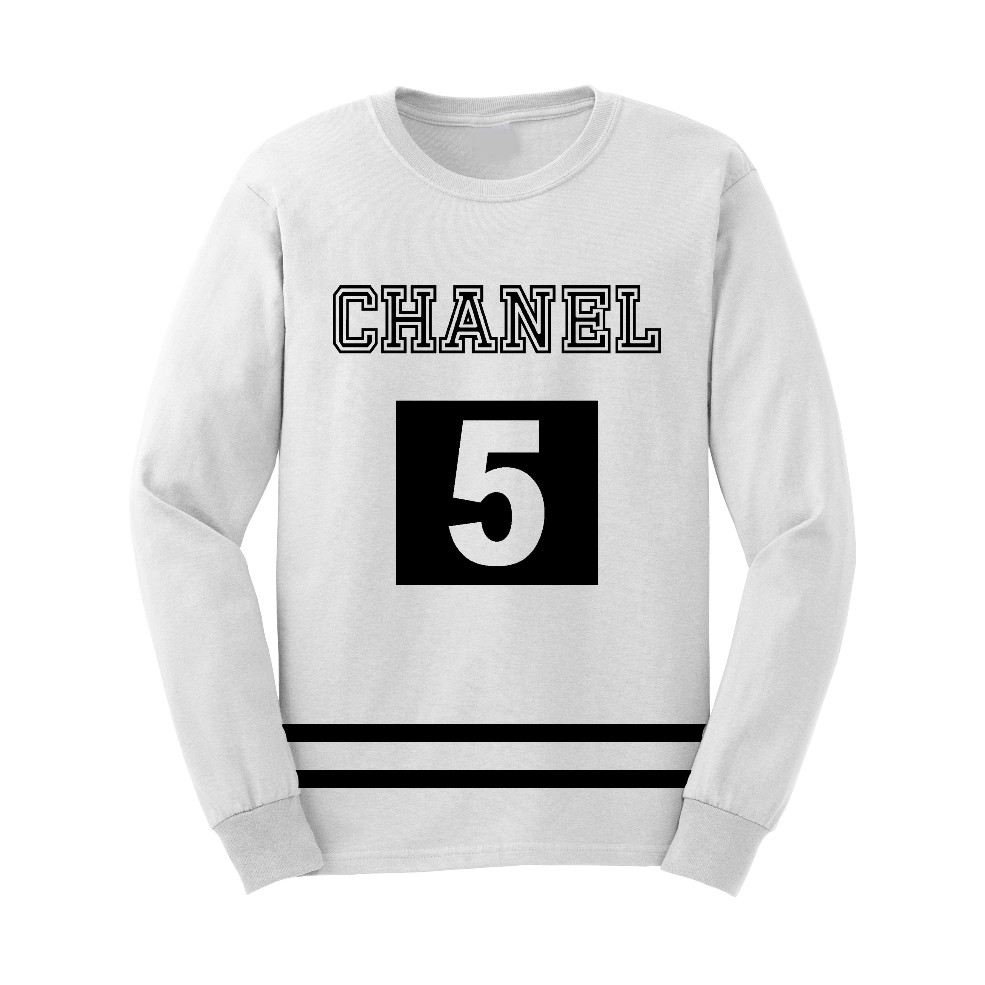 Team Coco Chanel 5 Long Sleeve Caviar Long Sleeve Black White Shirt – Gold  Peach Apparel