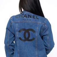 Chanel Peach Cropped Logo Button Jacket