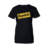 Shopaholic Womens Black Slim Fit T-Shirt with Red or Gold Glitter