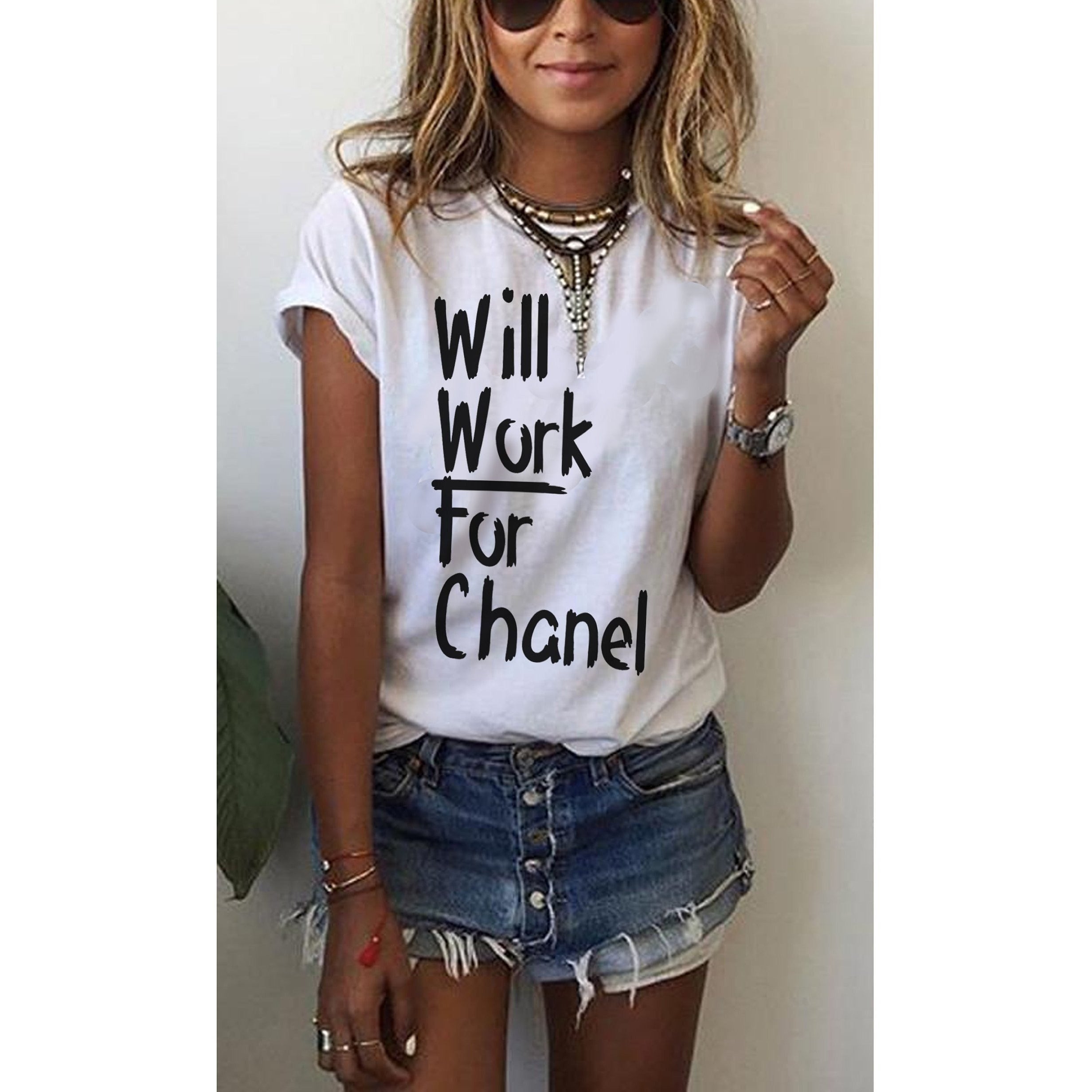 Will Work for Chanel Tee (Various Colors)